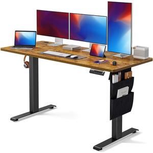 55" x 24" Marsail Adjustable Height Electric Standing Desk w/ Storage (Rustic)