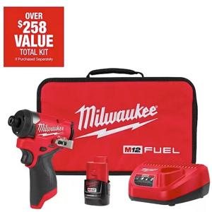 Milwaukee M12 Fuel 12V Brushless 1/4" Hex Impact Driver w/ 2.0Ah Battery & Bag